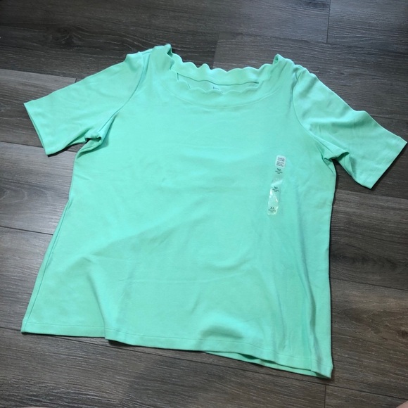 Kim Rodgers Perfectly Soft 100% Cotton Womens XL Scalloped Short Sleeve Shirts - Picture 8 of 8